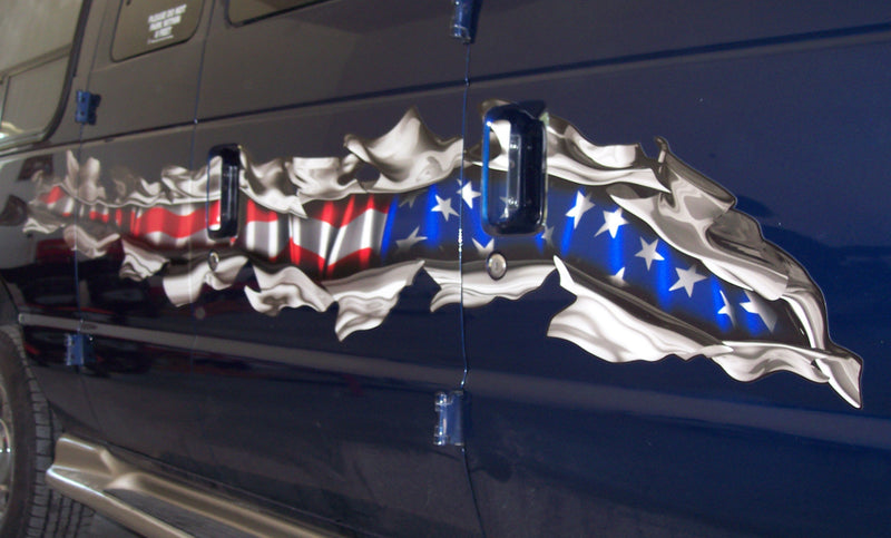 American Flag Ripping Tear Truck Side Decals On Clearance 50% Off
